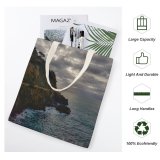 yanfind Great Martin Canvas Tote Bag Double Cliff Outdoors Promontory Cinque Terre Italy Ocean Sea Grey Public Domain white-style1 38×41cm