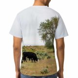 yanfind Adult Full Print T-shirts (men And Women) Agriculture Cattle Cloudy Countryside Cow Creature Farm Farmland Fauna Feed Field Grass