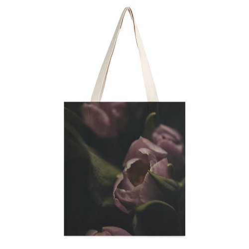 yanfind Great Martin Canvas Tote Bag Double Flower Plant Rose Grey Moody Tulip Petal Public Domain white-style1 38×41cm