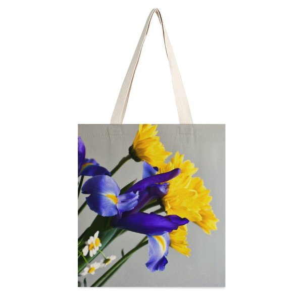 yanfind Great Martin Canvas Tote Bag Double Flower Plant Daisy Petal Vibrant Violet Anther Daisies white-style1 38×41cm