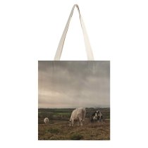yanfind Great Martin Canvas Tote Bag Double Cattle Cow Field Outdoors Grassland Sheep Countryside Rural Pasture Meadow Farm Ranch white-style1 38×41cm