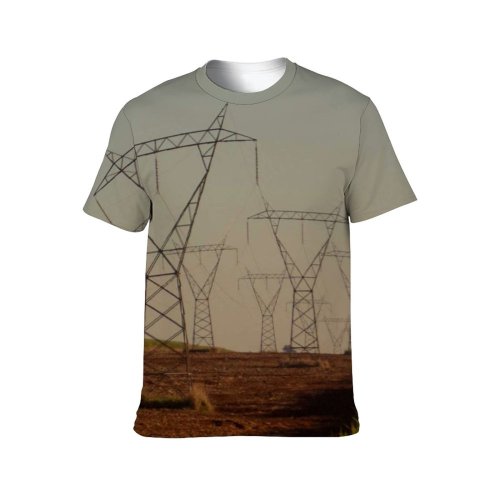 yanfind Adult Full Print T-shirts (men And Women) Agriculture Cable Construction Contemporary Countryside Daylight Daytime Design Development Electric Electricity Electronic