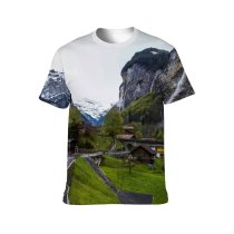 yanfind Adult Full Print T-shirts (men And Women) Adventure Amazing Asphalt Breathtaking Chalet Cliff Coniferous Countryside Creek Destination Explore Footpath