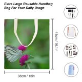 yanfind Great Martin Canvas Tote Bag Double Butterfly Insect Invertebrate Bee Honey Plant Flower white-style1 38×41cm