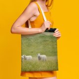 yanfind Great Martin Canvas Tote Bag Double Farm Pasture Grassland Field Meadow Countryside Rural Outdoors Zealand Grass Sheep Graze white-style1 38×41cm
