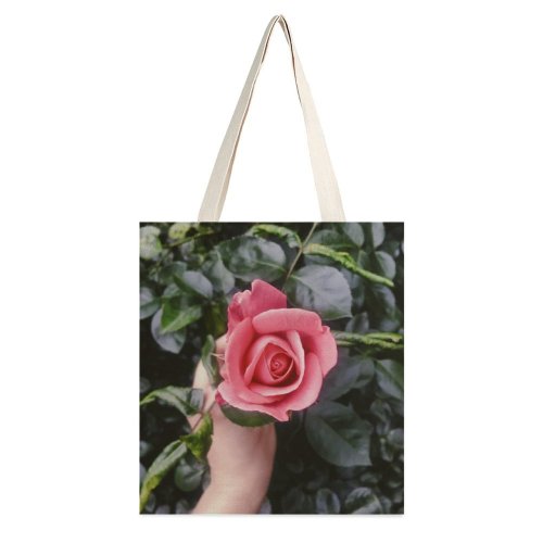 yanfind Great Martin Canvas Tote Bag Double Flower Plant Rose Leaf white-style1 38×41cm