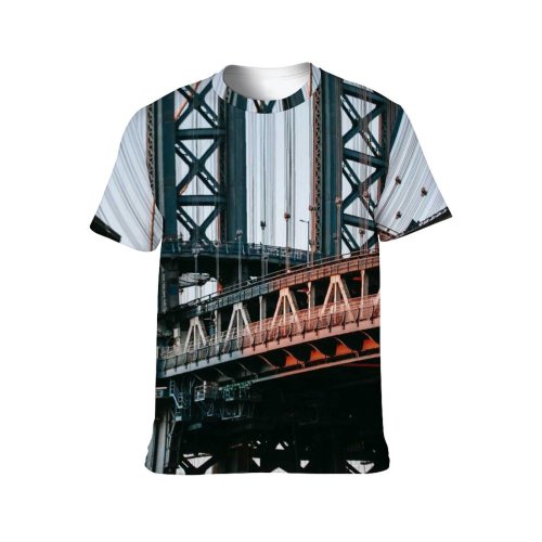 yanfind Adult Full Print T-shirts (men And Women) America Arch Architecture Avenue Sky Brooklyn Building Center City Clear Cloudless