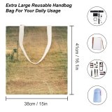 yanfind Great Martin Canvas Tote Bag Double Field Grassland Outdoors Sheep Countryside Farm Grazing Meadow Pasture Ranch Rural Antelope white-style1 38×41cm