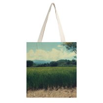 yanfind Great Martin Canvas Tote Bag Double Field Grassland Outdoors Plant Vegetation Countryside Paddy Land Tree Rural white-style1 38×41cm
