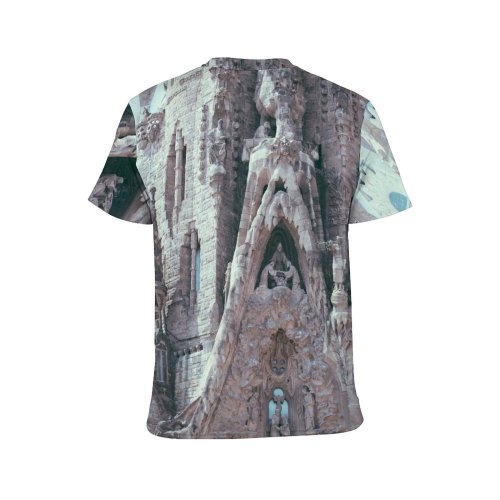 yanfind Adult Full Print T-shirts (men And Women) Aged Ancient Architecture Art Attract Barcelona Basilica Carve Cathedral Catholic Church City
