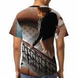 yanfind Adult Full Print T-shirts (men And Women) Aged Anonymous Architecture Banister Damaged Light Downstairs Fashion Female Flight Stairs From