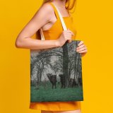 yanfind Great Martin Canvas Tote Bag Double Cow Field Grassland Outdoors Cattle Pasture Countryside Farm Rural Grey Meadow Ranch white-style1 38×41cm