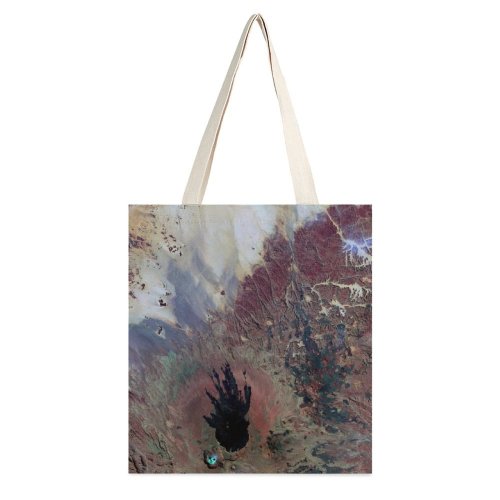 yanfind Great Martin Canvas Tote Bag Double Chad Art Landscape Tibesti Mountains Satellite Imagery Aerial Landsat Volcanic Crater white-style1 38×41cm