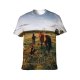 yanfind Adult Full Print T-shirts (men And Women) Adolescent Anonymous Cattle Cow Dog Equine Evening Faceless Farm Farmland Fauna Field