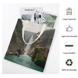 yanfind Great Martin Canvas Tote Bag Double Cliff Outdoors River Waterfall Promontory Ocean Peace Alone Tranquility Lonely Colorful white-style1 38×41cm