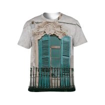 yanfind Adult Full Print T-shirts (men And Women) Aged Ancient Architecture Balcony Building Carve Construction Crack Decor Door Dwell Exterior