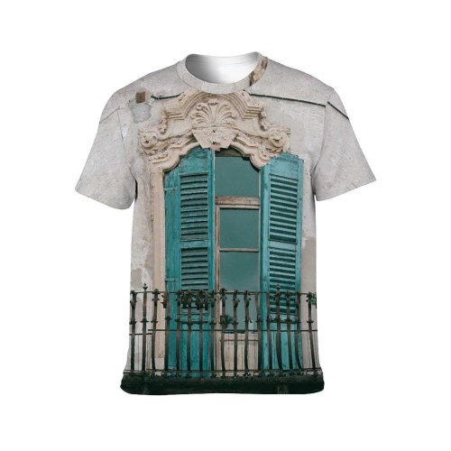 yanfind Adult Full Print T-shirts (men And Women) Aged Ancient Architecture Balcony Building Carve Construction Crack Decor Door Dwell Exterior