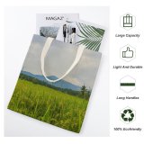 yanfind Great Martin Canvas Tote Bag Double Field Grassland Outdoors Countryside Paddy Kerala India Plant Vegetation Rural Farm Stock white-style1 38×41cm