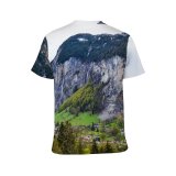 yanfind Adult Full Print T-shirts (men And Women) Alpine Altitude Amazing Breathtaking Calm Cascade Cloudy Coniferous Countryside Destination Forest Grassy