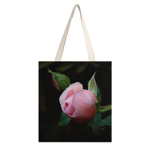 yanfind Great Martin Canvas Tote Bag Double Flower Plant Rose Bud Sprout Purple white-style1 38×41cm
