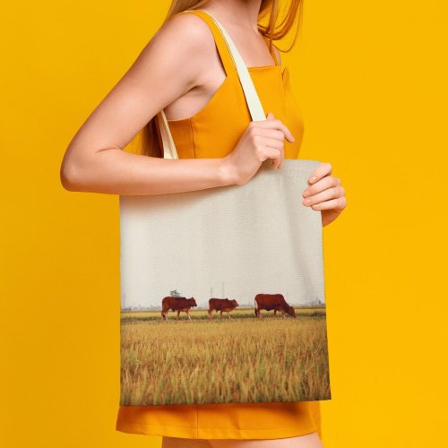 yanfind Great Martin Canvas Tote Bag Double Cattle Cow Field Grassland Outdoors Countryside Farm Rural Meadow Nam Nh Dinh white-style1 38×41cm
