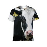 yanfind Adult Full Print T-shirts (men And Women) Agriculture Farm Grass Milk Portrait Cow Rural Farmland Pasture Dairy Cattle