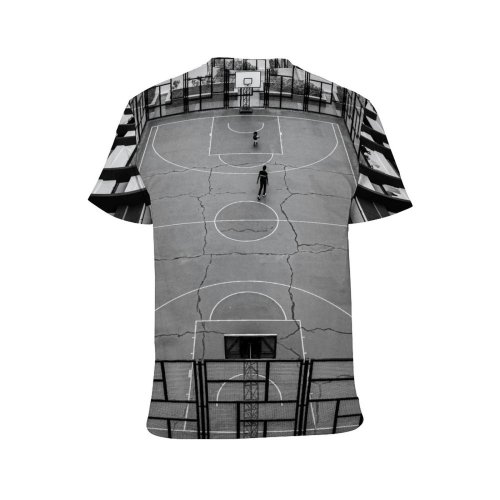 yanfind Adult Full Print T-shirts (men And Women) Action Active Barrier Basket Basketball Bw Challenge Competitive Court Determine Fence Field