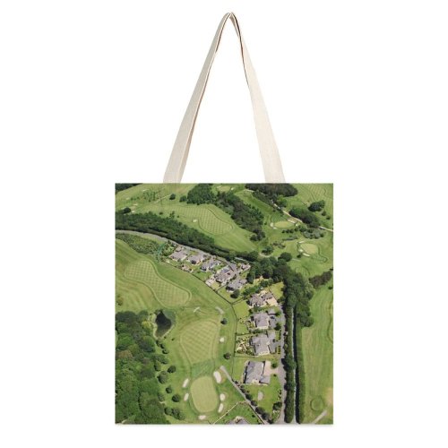 yanfind Great Martin Canvas Tote Bag Double Field Course Grassland Outdoors Aerial Landscape Home Scenery Building Neighborhood Summer white-style1 38×41cm