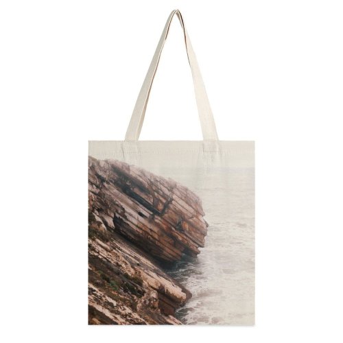 yanfind Great Martin Canvas Tote Bag Double Cliff Outdoors Promontory Ocean Sea Baleal Island Ferrel Portugal Shoreline Coast Grey white-style1 38×41cm