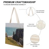 yanfind Great Martin Canvas Tote Bag Double Cliff Outdoors Promontory Scenery Rock Landscape Ocean Sea Grass Plant white-style1 38×41cm