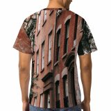 yanfind Adult Full Print T-shirts (men And Women) Aged Apartment Arched Architecture Brick Building City Construction Contemporary Creative Damage Daylight