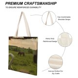 yanfind Great Martin Canvas Tote Bag Double Field Grassland Outdoors Horse Countryside Farm Rural Meadow Grazing Pasture Ranch Land white-style1 38×41cm
