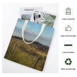 yanfind Great Martin Canvas Tote Bag Double Field Grassland Countryside Hill Vlissingen Netherlands Plant Mound Grass Outdoors Sand Dunes white-style1 38×41cm