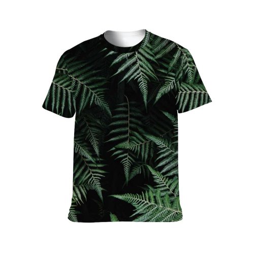 yanfind Adult Full Print T-shirts (men And Women) Abstract Beautiful Conifer Decoration Evergreen Flora Frond Garden Growth Leaf Texture