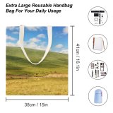 yanfind Great Martin Canvas Tote Bag Double Field Outdoors Grassland Countryside Farm Pasture Rural Meadow Savanna Ranch Land Stock white-style1 38×41cm