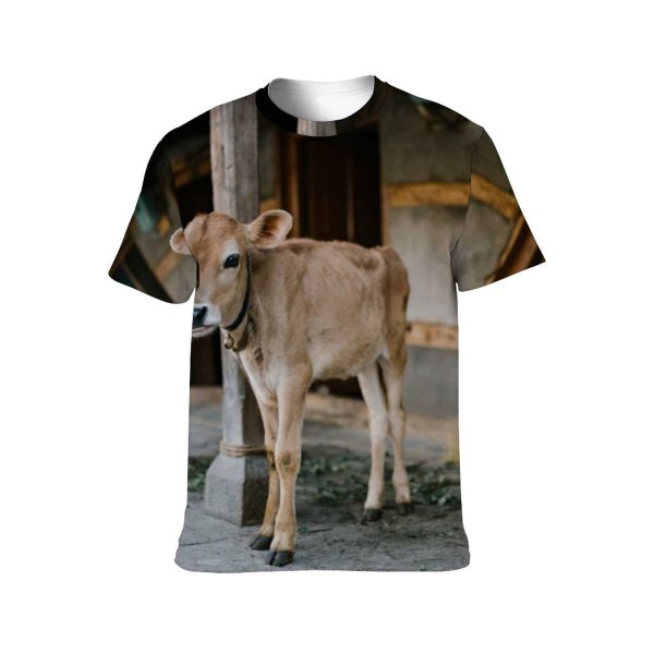 yanfind Adult Full Print T-shirts (men And Women) Adorable Barn Bell Blurred Bovine Calf Calm Cattle Cottage Countryside Courtyard Cow