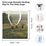 yanfind Great Martin Canvas Tote Bag Double Cattle Cow Field Grassland Outdoors Countryside Farm Rural Meadow Yorkshire Dales National white-style1 38×41cm