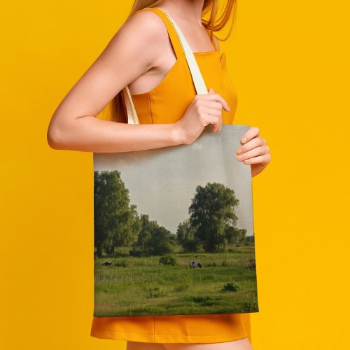 yanfind Great Martin Canvas Tote Bag Double Field Grassland Outdoors Cow Cattle Countryside Farm Rural Meadow Pasture Ranch Grazing white-style1 38×41cm