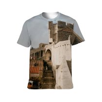 yanfind Adult Full Print T-shirts (men And Women) Aged Architecture Attract Brick Building Castle City Classic Cloudy Cobblestone Construction Space