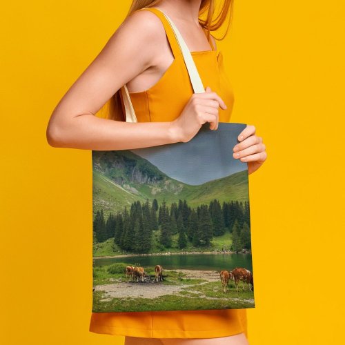 yanfind Great Martin Canvas Tote Bag Double Cow Cattle Outdoors Grassland Field Range Countryside Gantrischseeli Rüschegg Schweiz Rural white-style1 38×41cm