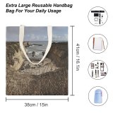 yanfind Great Martin Canvas Tote Bag Double Cliff Outdoors Promontory Ocean Santa Cruz County Usa Winter Mesa white-style1 38×41cm