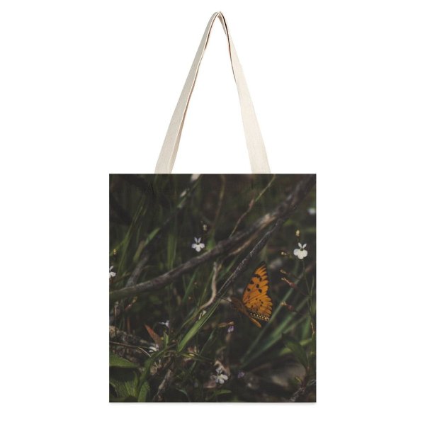 yanfind Great Martin Canvas Tote Bag Double Butterfly Insect Invertebrate Monarch Flower Plant Grey white-style1 38×41cm