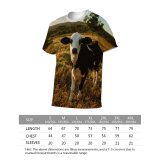 yanfind Adult Full Print T-shirts (men And Women) Adorable Bovidae Bovine Calf Calm Cattle Charming Chordate Space Countryside Cow