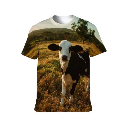 yanfind Adult Full Print T-shirts (men And Women) Adorable Bovidae Bovine Calf Calm Cattle Charming Chordate Space Countryside Cow