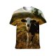 yanfind Adult Full Print T-shirts (men And Women) Adorable Bovidae Bovine Calf Calm Cattle Charming Chordate Space Countryside Cow