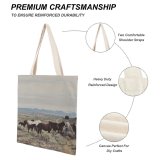 yanfind Great Martin Canvas Tote Bag Double Field Grassland Outdoors Cattle Cow Countryside Horse Farm Pasture Rural Meadow Ranch white-style1 38×41cm