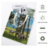 yanfind Great Martin Canvas Tote Bag Double Field Grassland Outdoors Cattle Cow Countryside Farm Rural Grazing Meadow Pasture Ranch white-style1 38×41cm