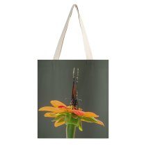 yanfind Great Martin Canvas Tote Bag Double Butterfly Insect Invertebrate Plant Monarch Flower Bee Honey Geranium Asteraceae white-style1 38×41cm
