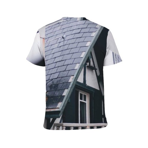 yanfind Adult Full Print T-shirts (men And Women) Aged Architecture Balcony Building Chimney City Construction Space Daytime Decorative District Dwell