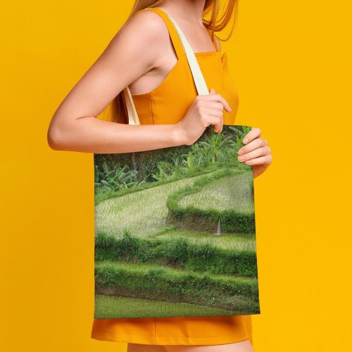 yanfind Great Martin Canvas Tote Bag Double Field Grassland Outdoors Plant Vegetation Countryside Paddy Baturiti Tabanan Regency Bali Outdoor white-style1 38×41cm